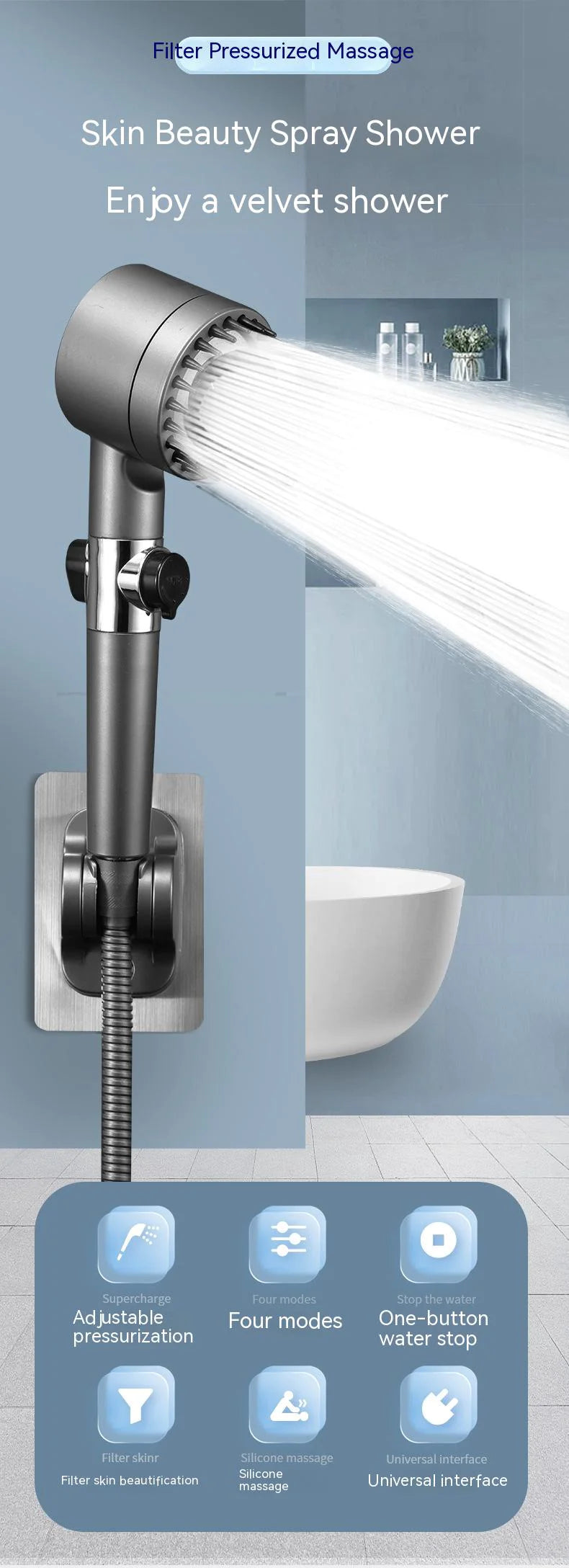Adjustable Supercharged Shower Head